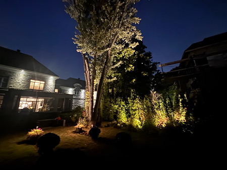 Cour arrière éclairée