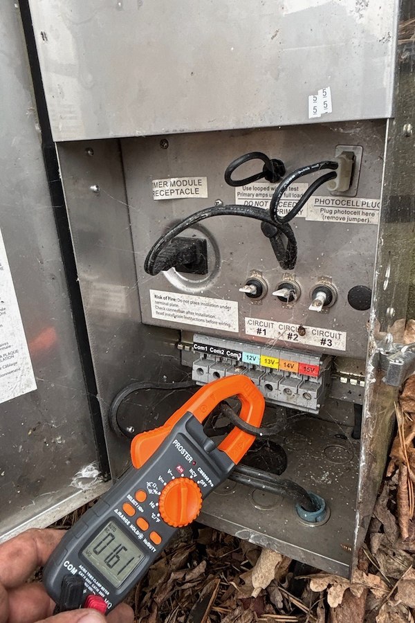 Teste demperage sur transformateur d'eclairage paysager